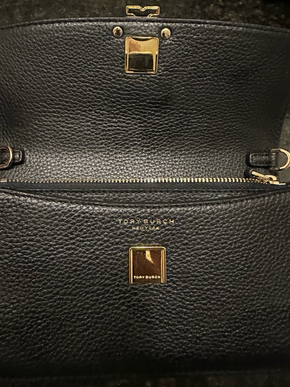 Tory Burch Black Pebbled Leather Chain Crossbody - Picture 4 of 4